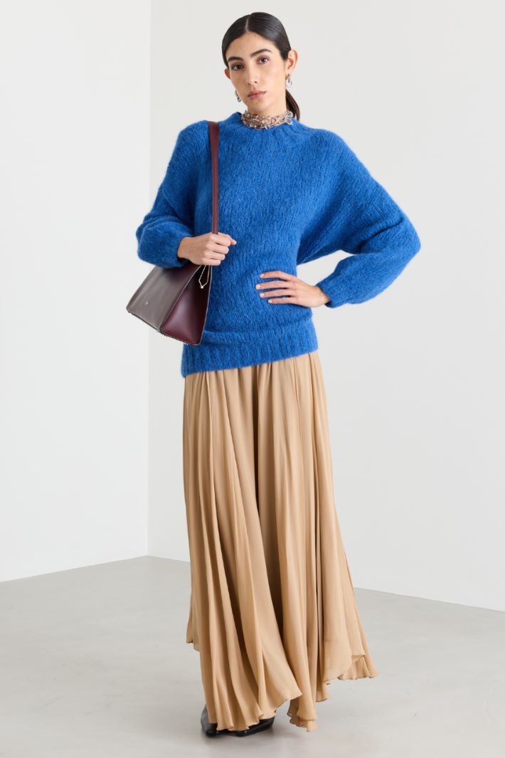 Asymmetric georgette skirt - CAMEL - Intrend