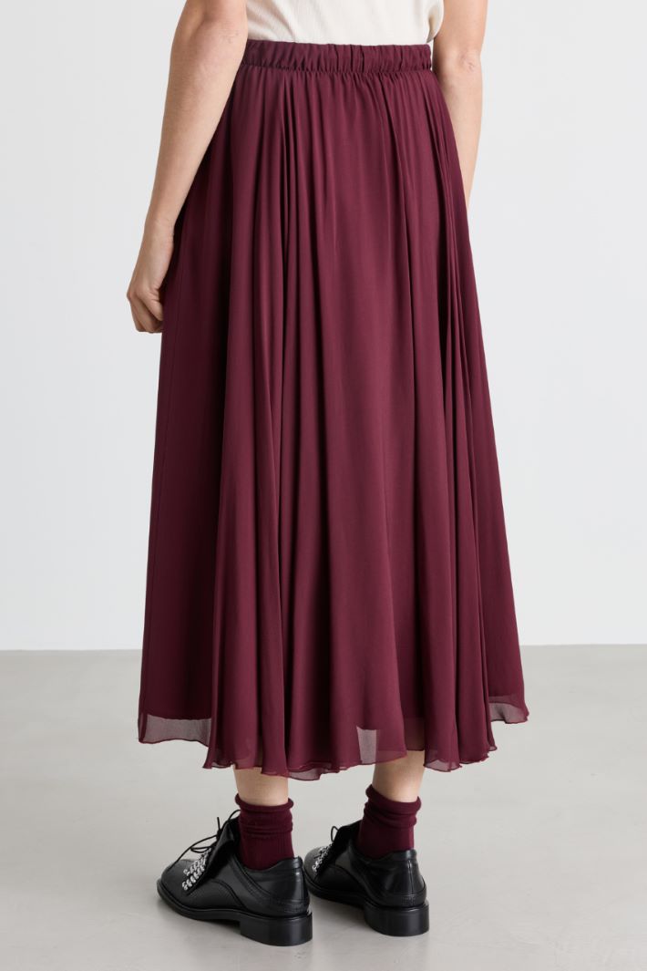 Asymmetric georgette skirt - BORDEAUX - Intrend - 4