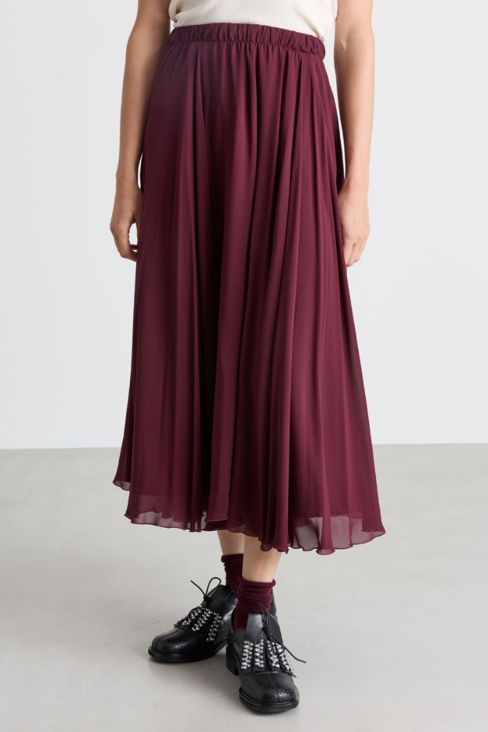 Asymmetric georgette skirt - BORDEAUX - Intrend - 2