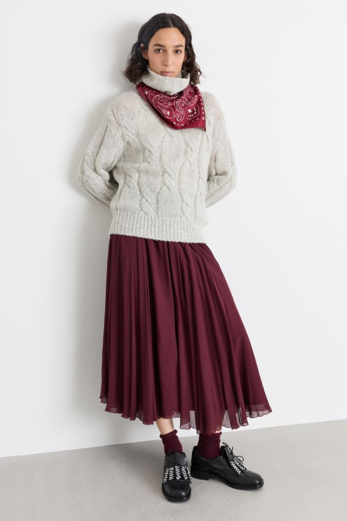 Asymmetric georgette skirt - BORDEAUX - Intrend