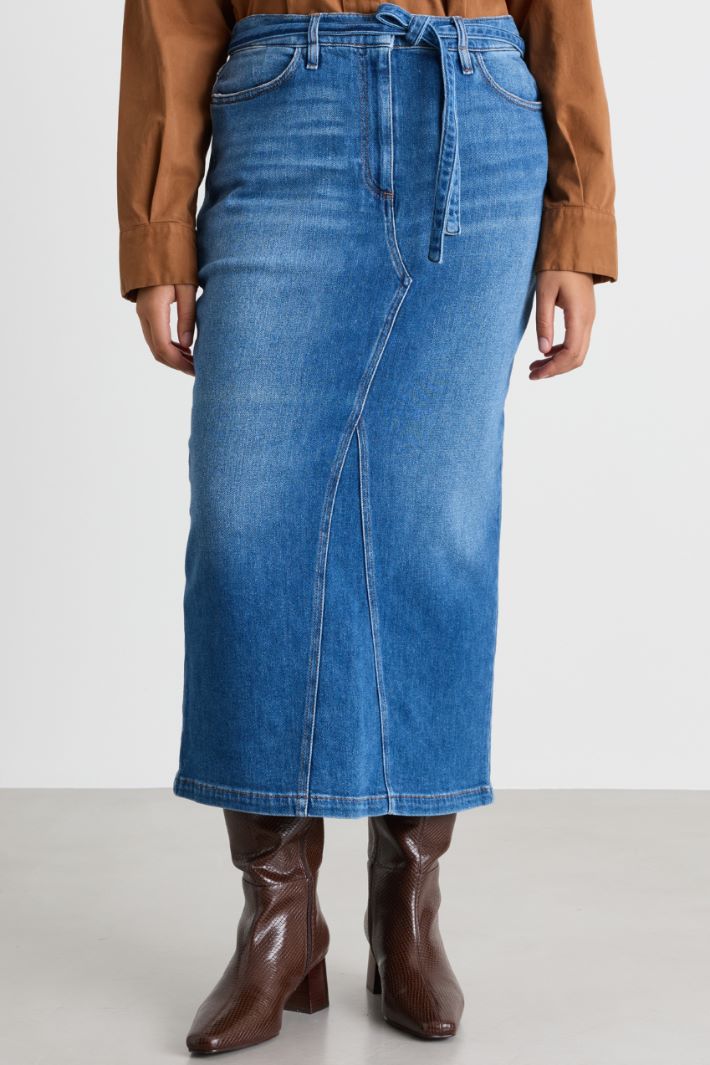 Pencil skirt with seam detailing - BLUE - Intrend - 2