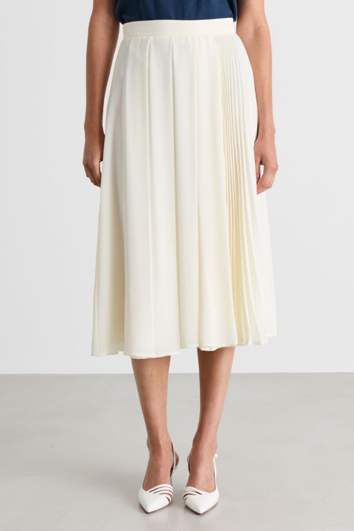 Pleated georgette skirt - WHITE - Intrend - 2