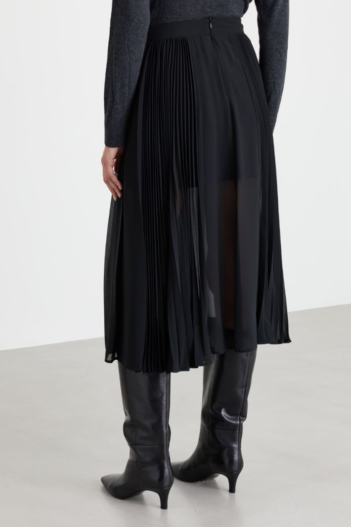 Pleated georgette skirt - BLACK - Intrend - 4