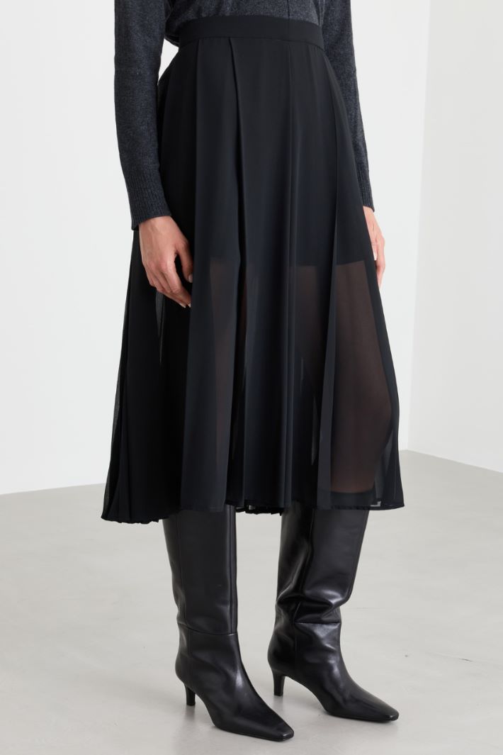 Pleated georgette skirt - BLACK - Intrend - 2