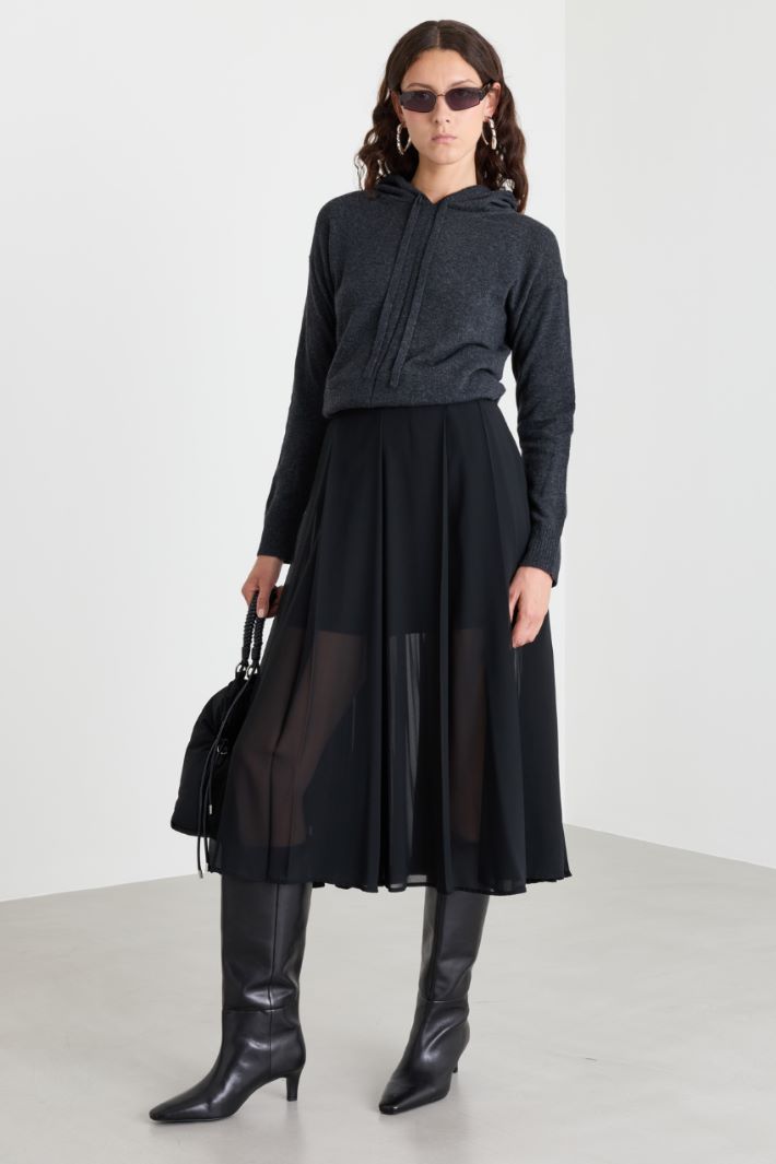 Pleated georgette skirt - BLACK - Intrend