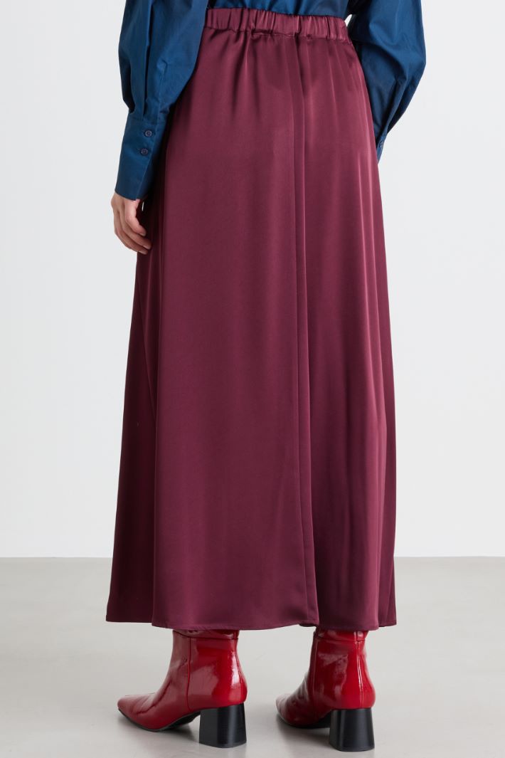 Flared satin skirt - BORDEAUX - Intrend - 4