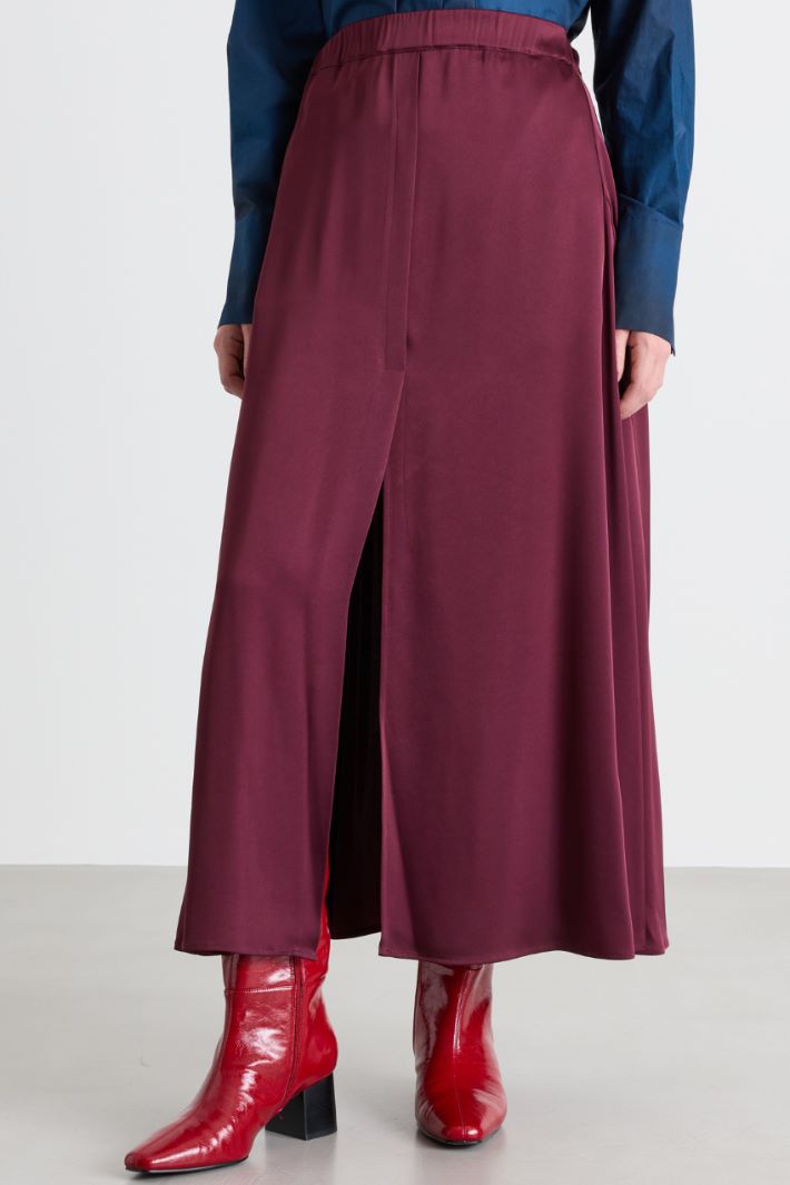 Flared satin skirt - BORDEAUX - Intrend - 2