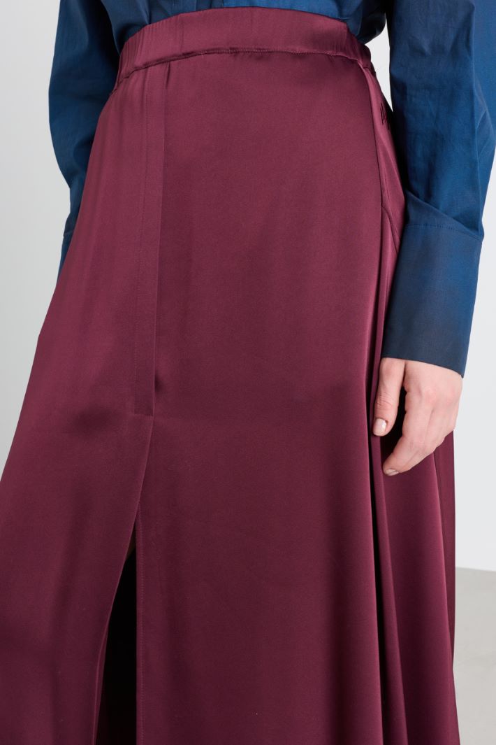 Flared satin skirt - BORDEAUX - Intrend - 3