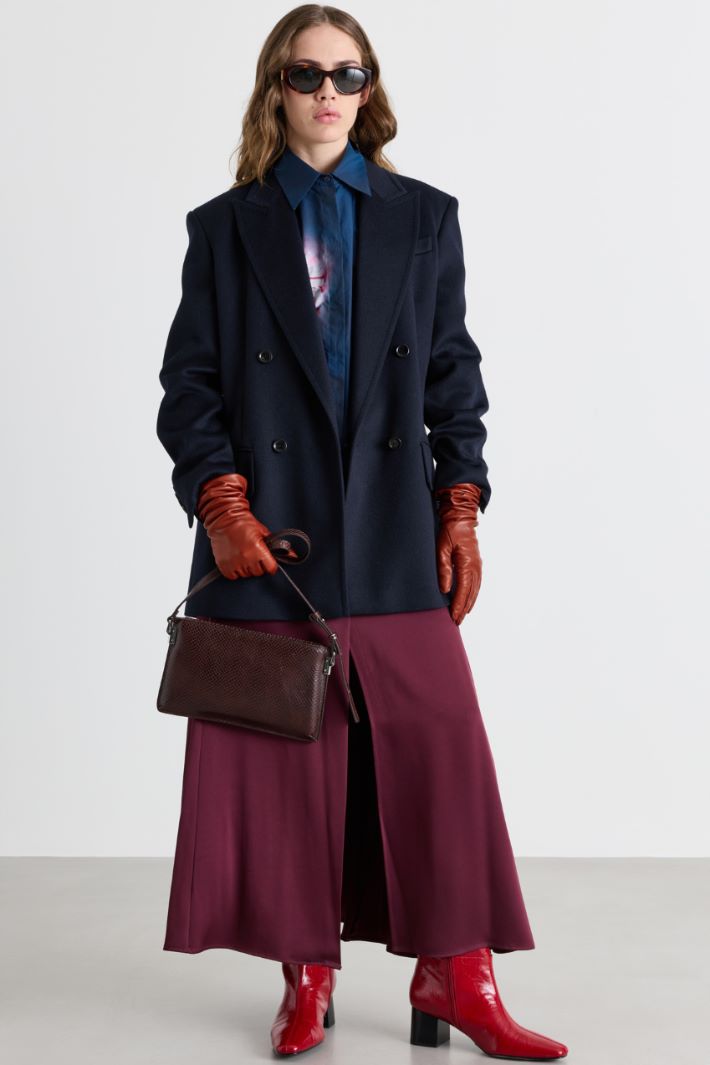 Flared satin skirt - BORDEAUX - Intrend