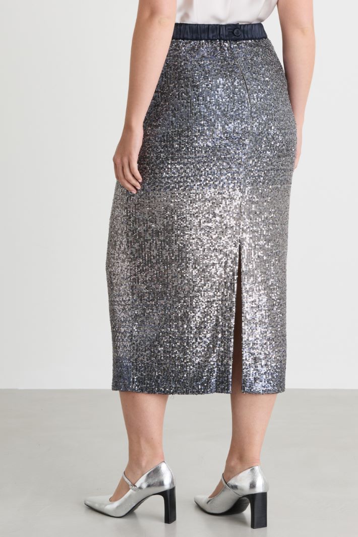 Ombré sequin skirt - SILVER - Intrend - 4