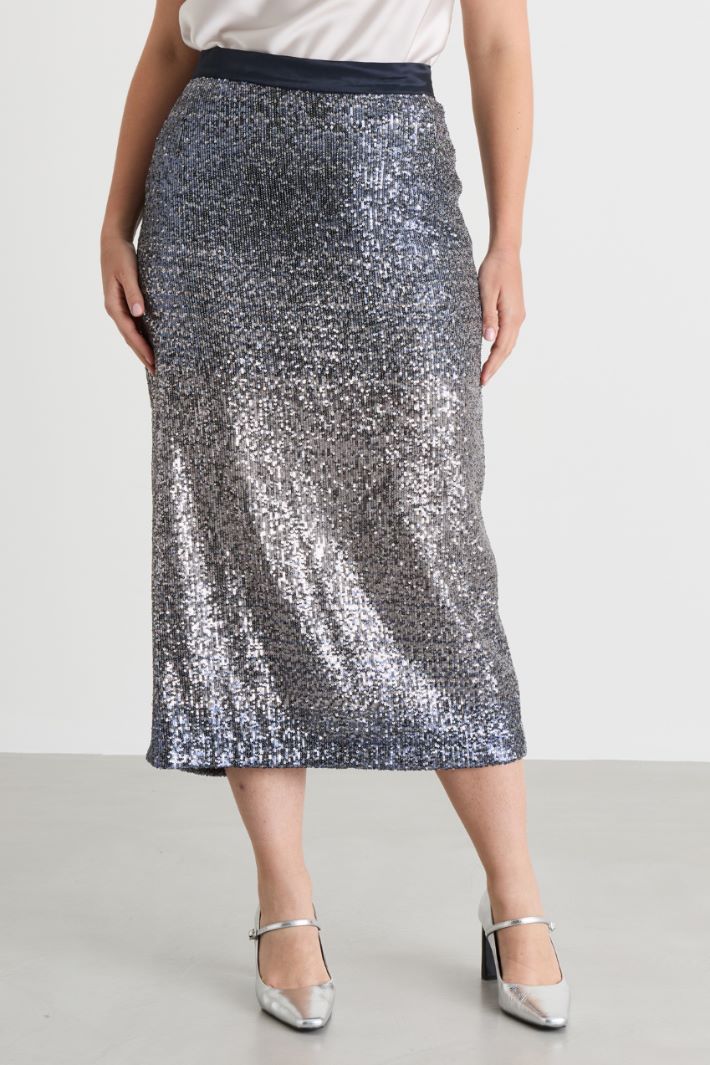 Ombré sequin skirt - SILVER - Intrend - 2