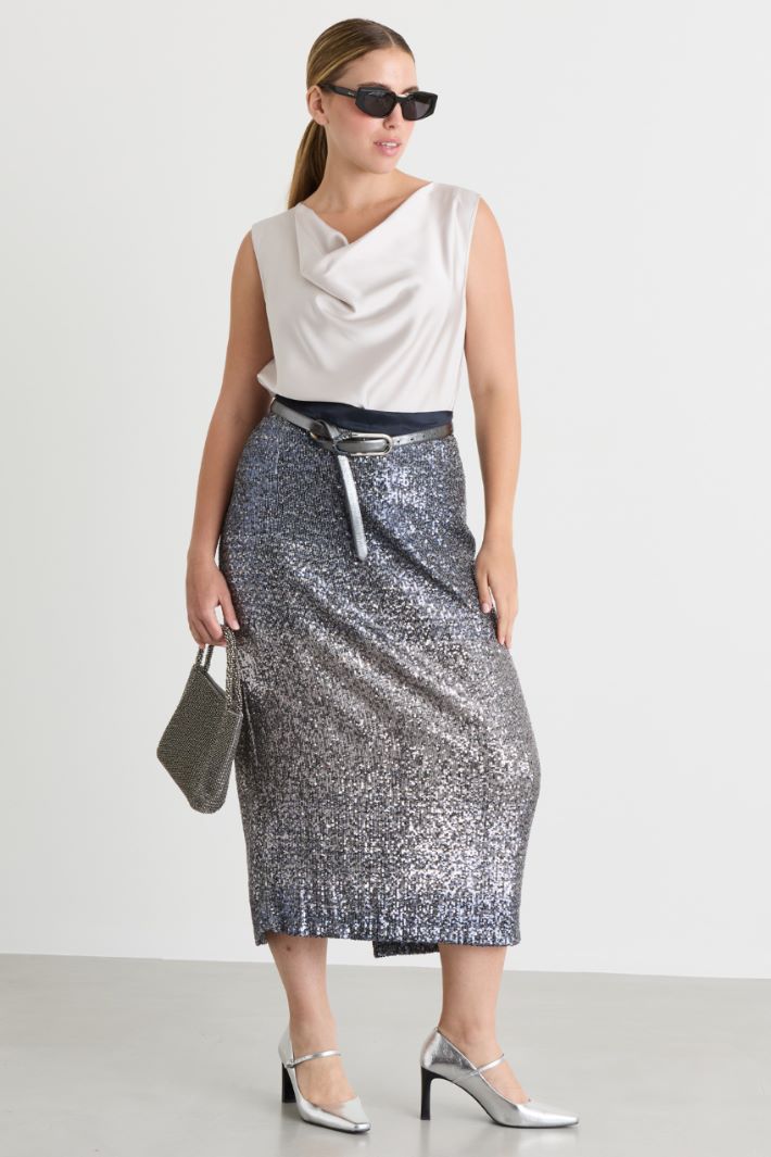 Ombré sequin skirt - SILVER - Intrend