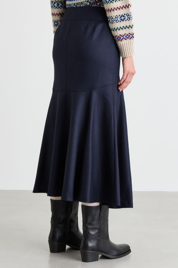 Bell-shaped wool skirt - BLUE - Intrend - 4