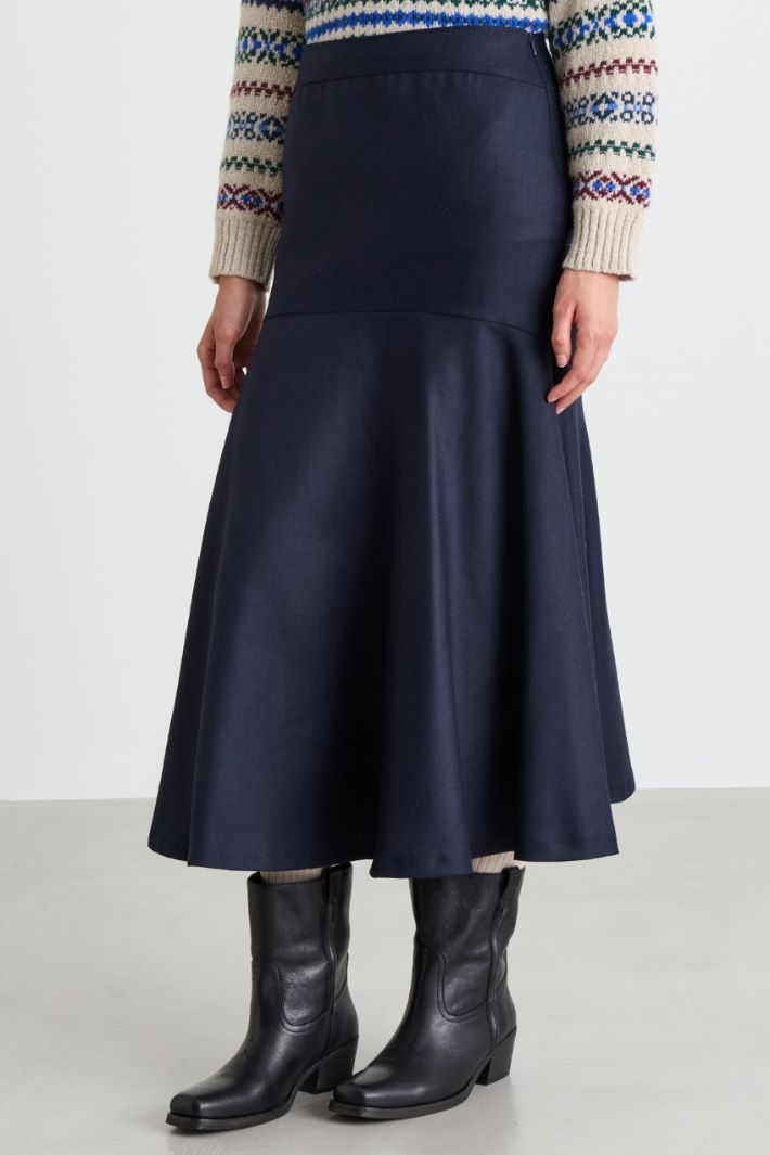 Bell-shaped wool skirt - BLUE - Intrend - 2