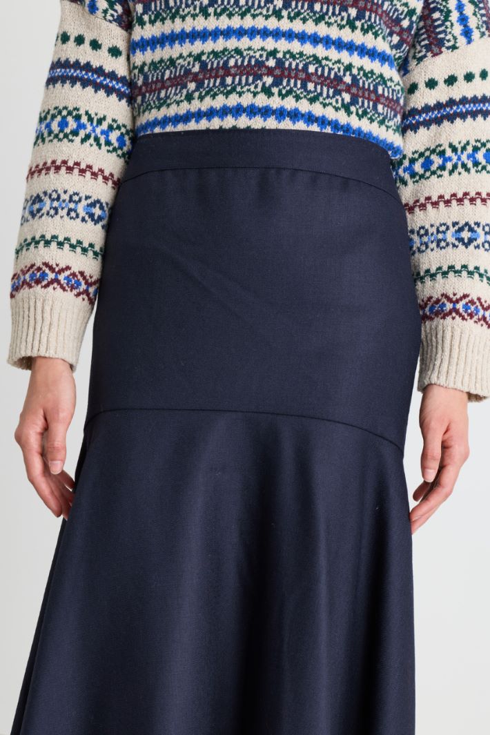 Bell-shaped wool skirt - BLUE - Intrend - 3