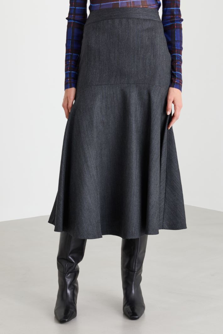 Bell-shaped wool skirt - GREY - Intrend - 2