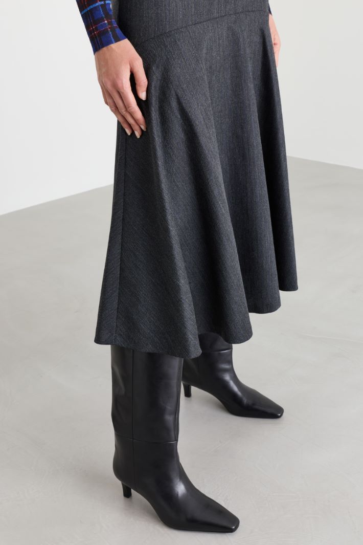 Bell-shaped wool skirt - GREY - Intrend - 3