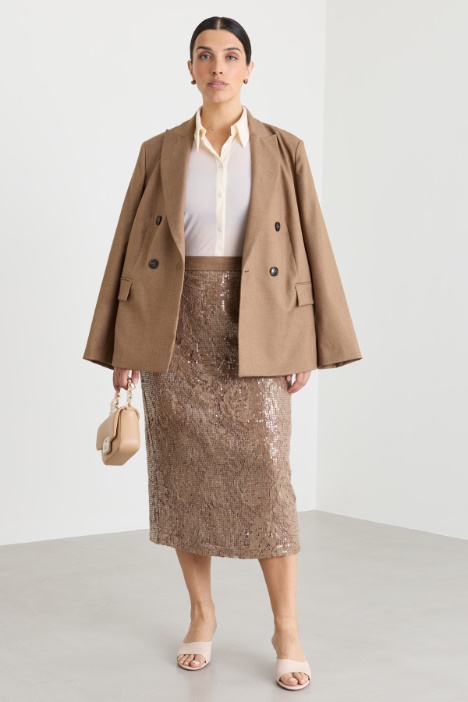 Sequin-embellished lace skirt - Intrend