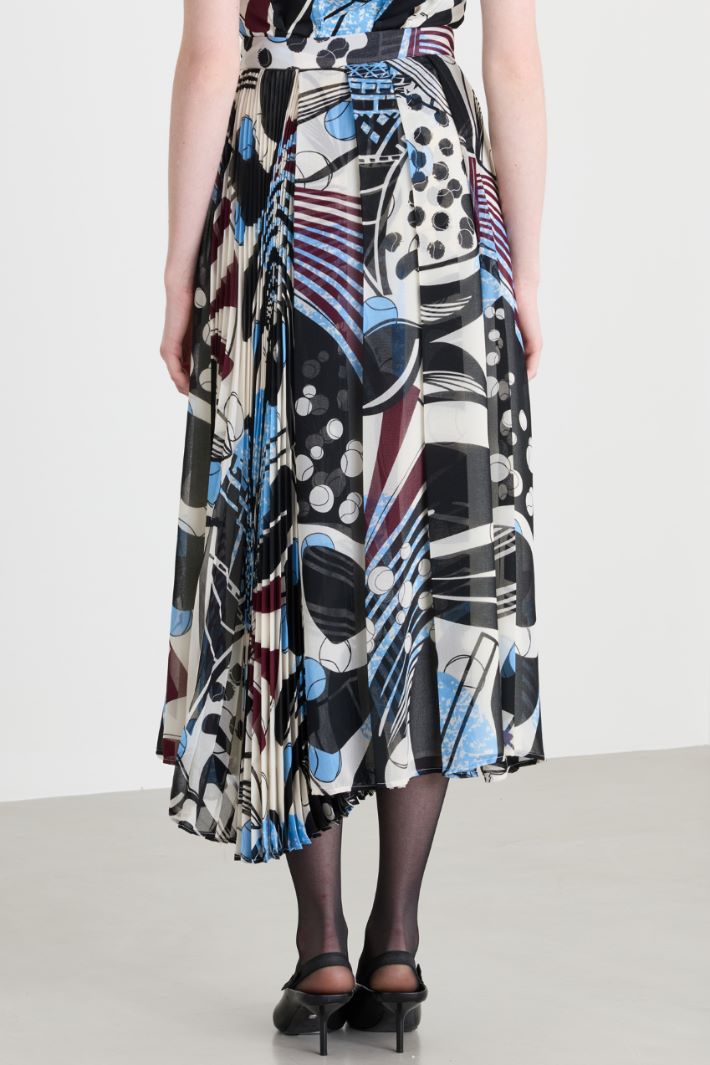 Printed maxi skirt - BLACK LIGHT BLUE - Intrend - 4