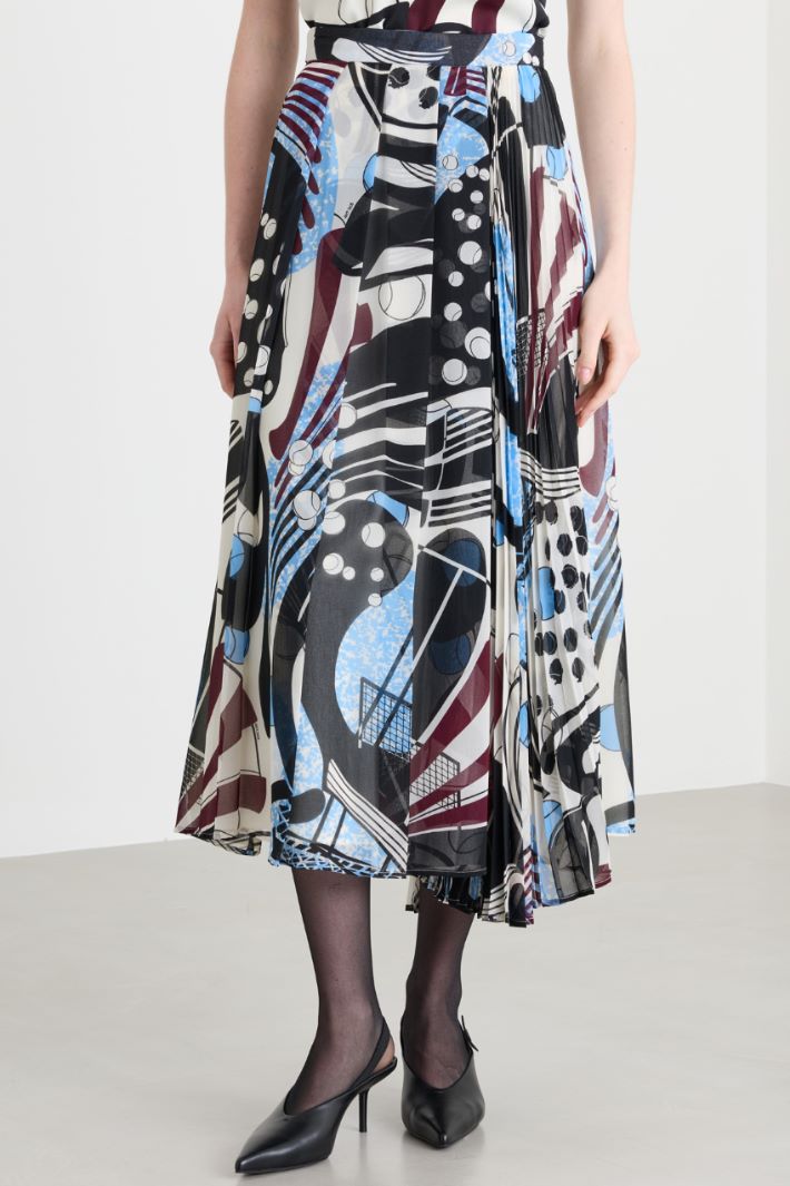 Printed maxi skirt - BLACK LIGHT BLUE - Intrend - 2
