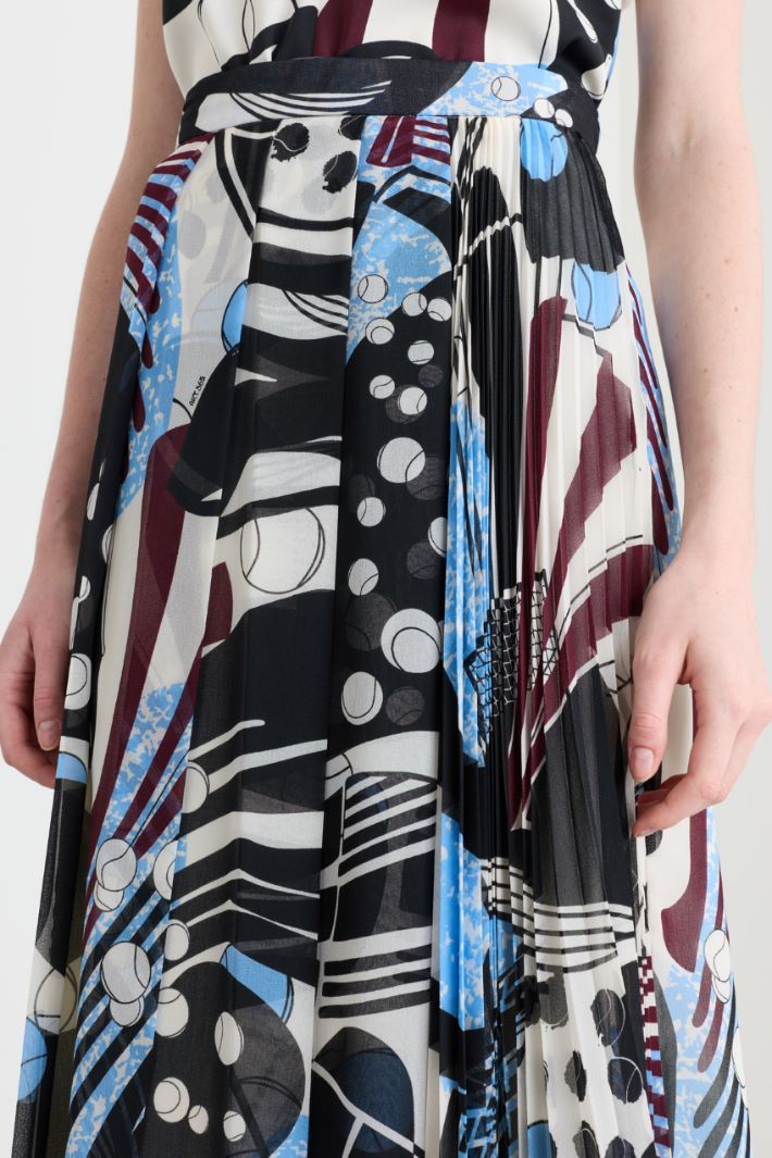 Printed maxi skirt - BLACK LIGHT BLUE - Intrend - 3