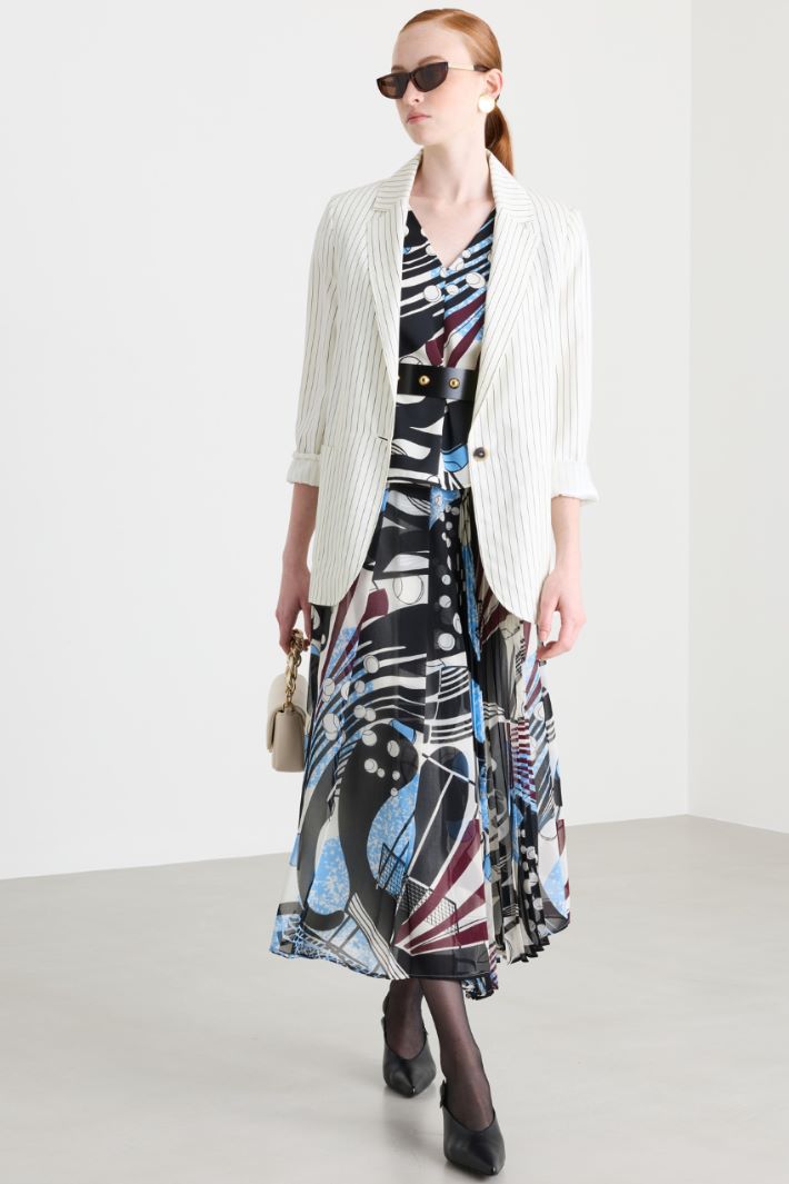 Printed maxi skirt - BLACK LIGHT BLUE - Intrend