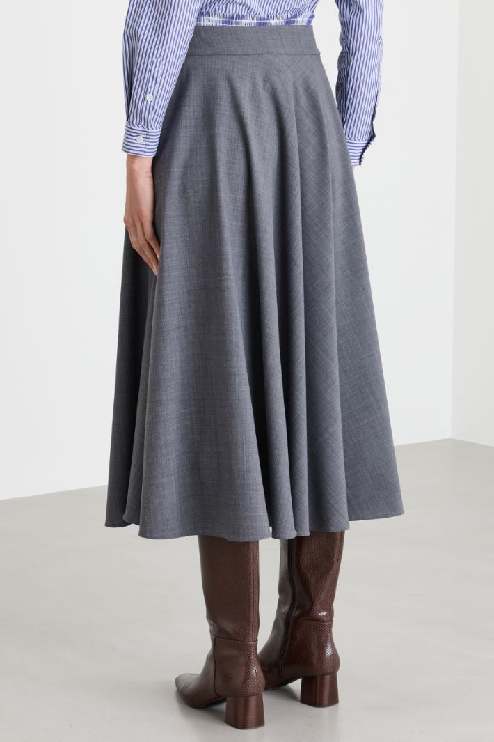 Fluted Canvas Skirt - GREY - Intrend - 4