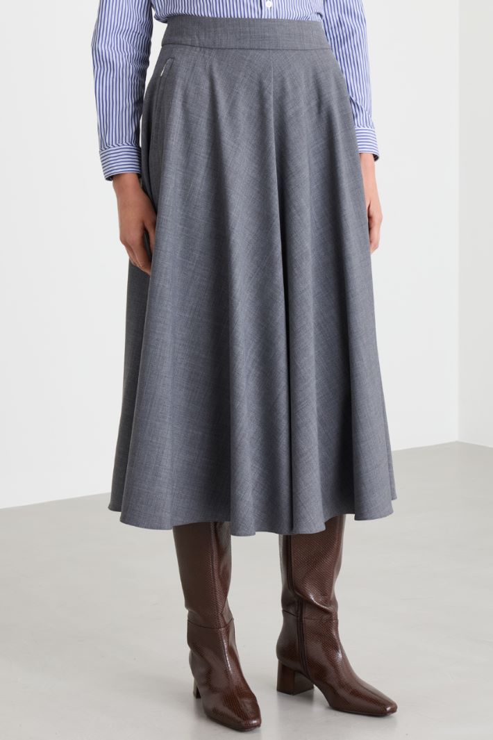 Fluted Canvas Skirt - GREY - Intrend - 2