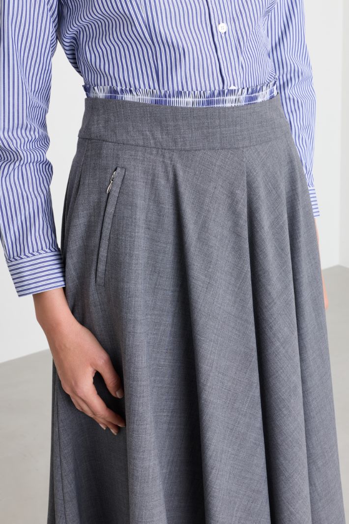 Fluted Canvas Skirt - GREY - Intrend - 3