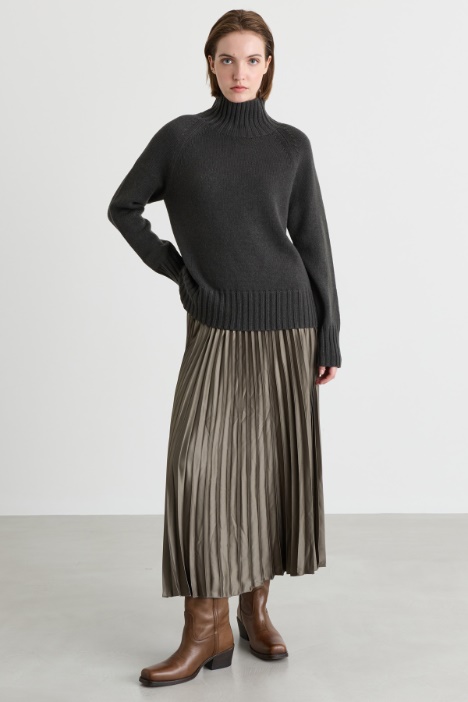 Plissé technical satin skirt - Intrend