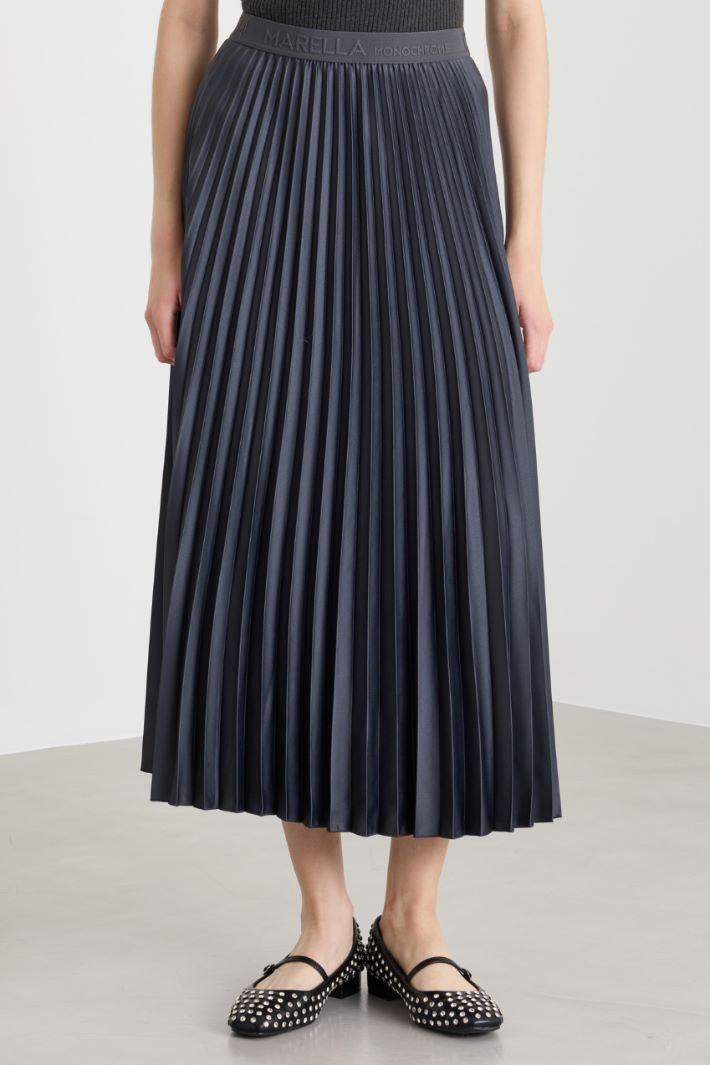 Plissé technical satin skirt - GREY - Intrend - 2