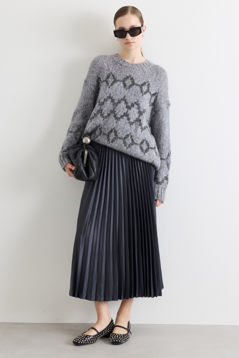 Plissé technical satin skirt - Intrend