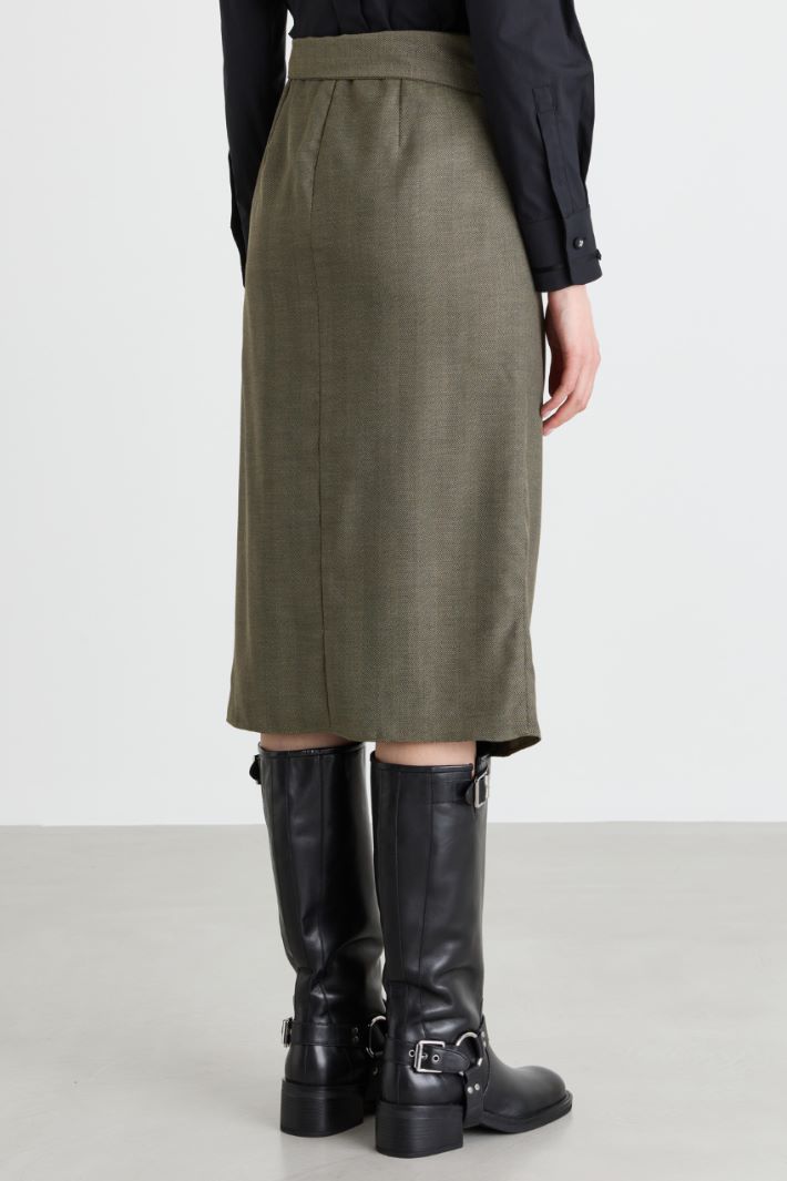 Twill Wrap Skirt - GREY - Intrend - 4