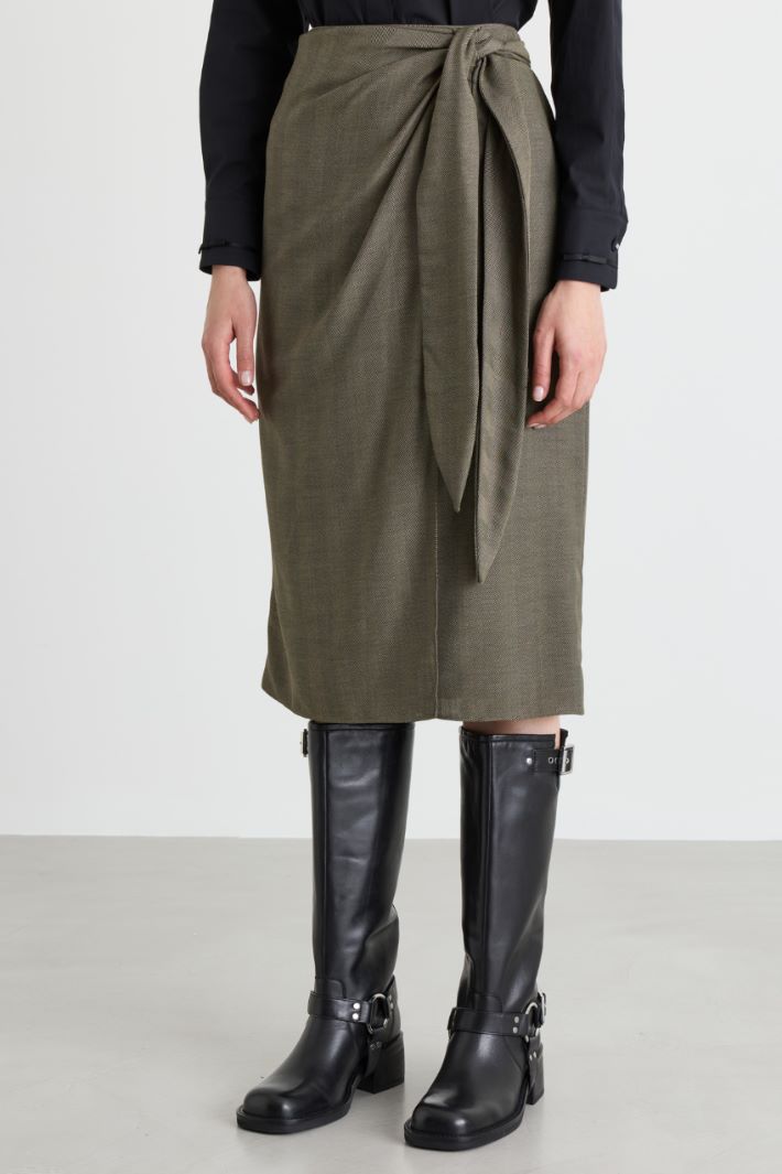Twill Wrap Skirt - GREY - Intrend - 2