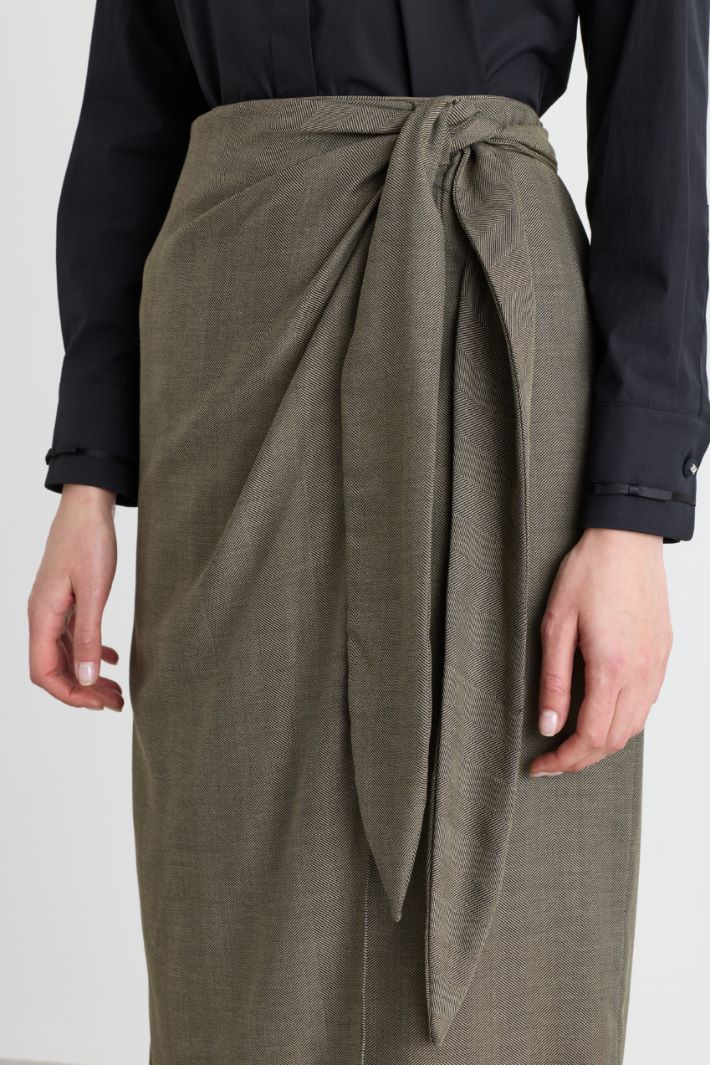 Twill Wrap Skirt - GREY - Intrend - 3