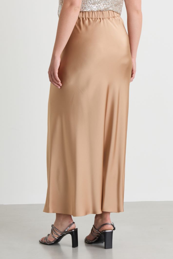 Long satin skirt - CAMEL - Intrend - 4