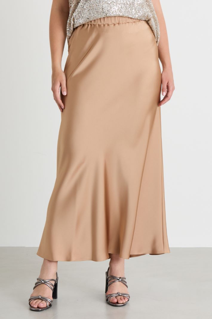 Long satin skirt - CAMEL - Intrend - 2
