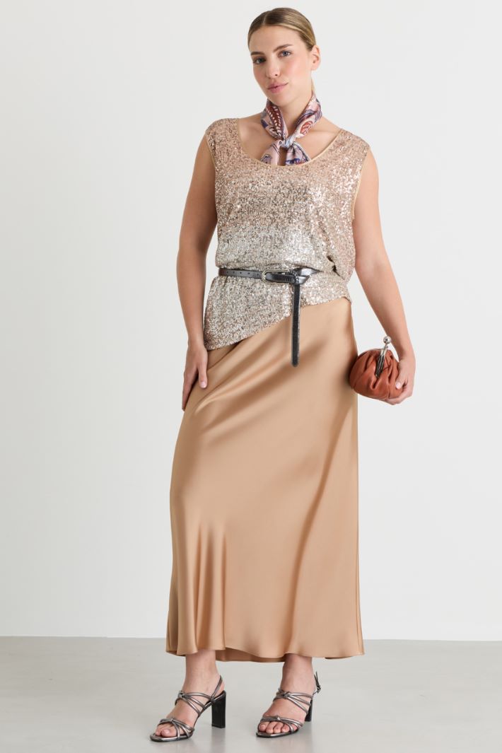 Long satin skirt - CAMEL - Intrend