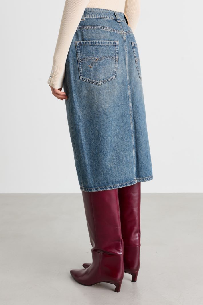 Split-front denim skirt - LIGHT BLUE - Intrend - 4
