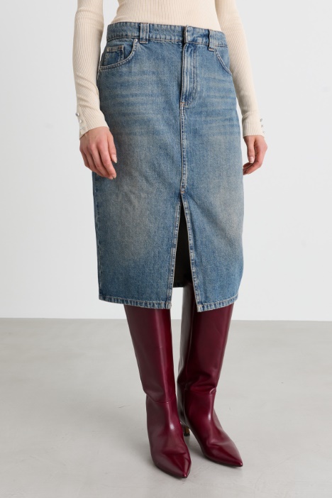Gonna in jeans con spacco