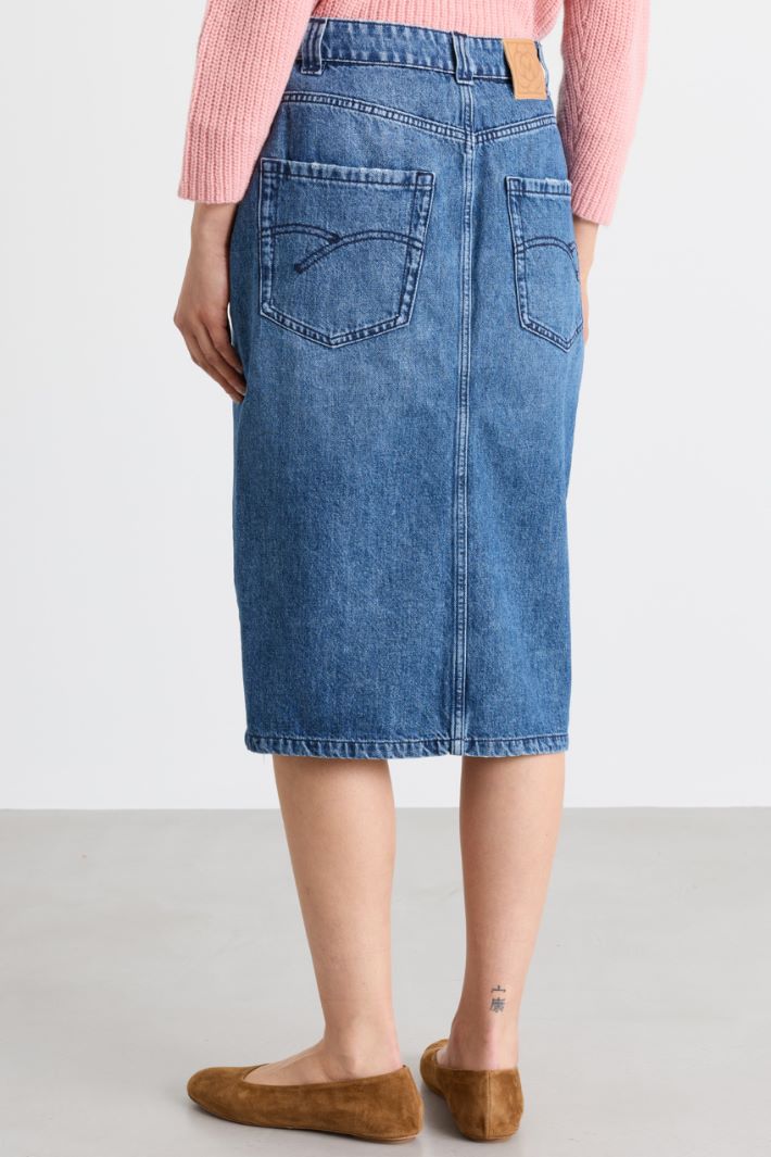 Split-front denim skirt - LIGHT BLUE - Intrend - 4