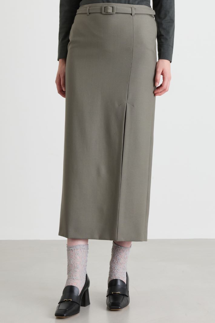 Slit-front skirt - GREY - Intrend - 2