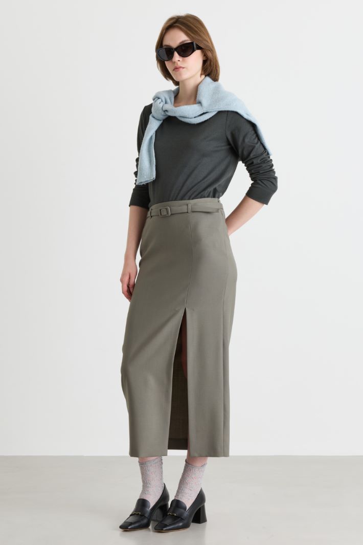 Slit-front skirt - GREY - Intrend