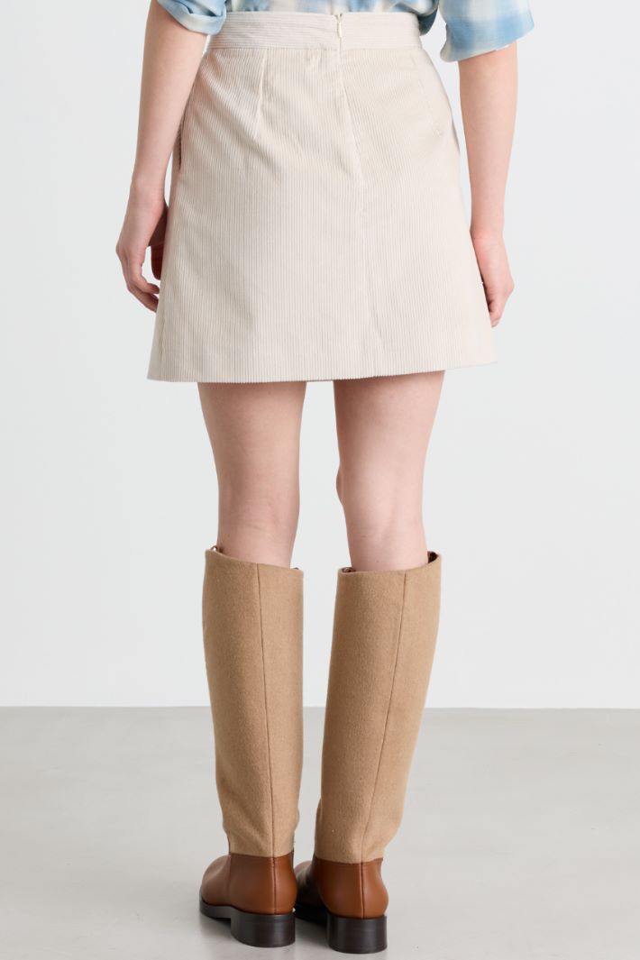 Corduroy Miniskirt - WHITE - Intrend - 4