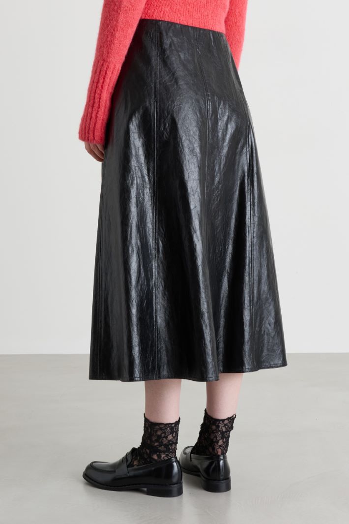 Coated-fabric skirt - BLACK - Intrend - 4