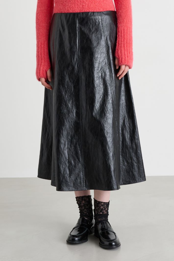 Coated-fabric skirt - BLACK - Intrend - 2