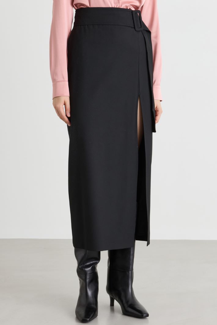 Slit midi skirt - BLACK - Intrend - 2