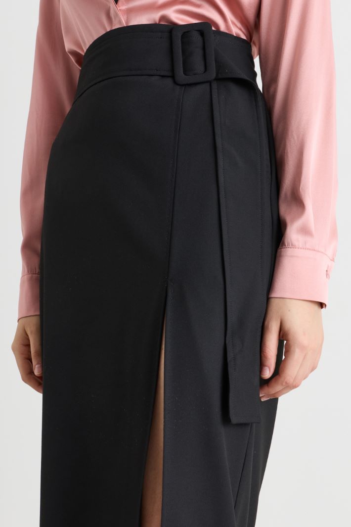 Slit midi skirt - BLACK - Intrend - 3