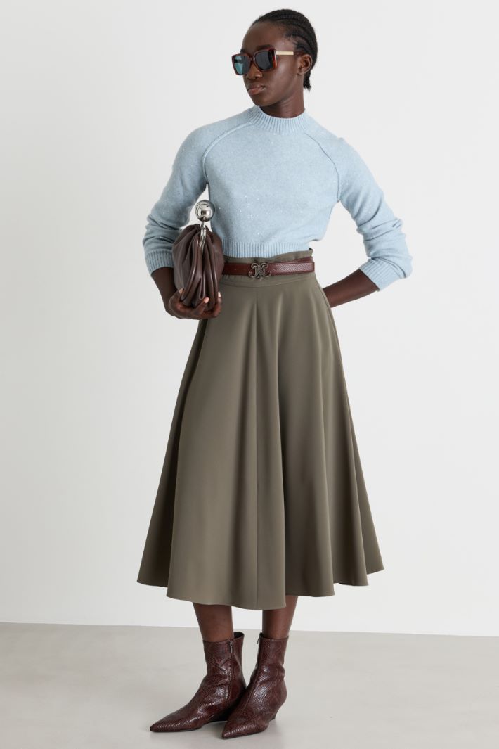 Flared stretch skirt - GREEN - Intrend