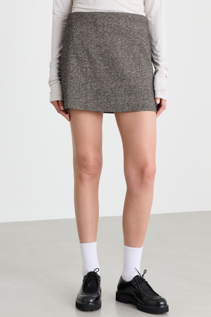 Tweed mini skirt - GREY - Intrend - 2